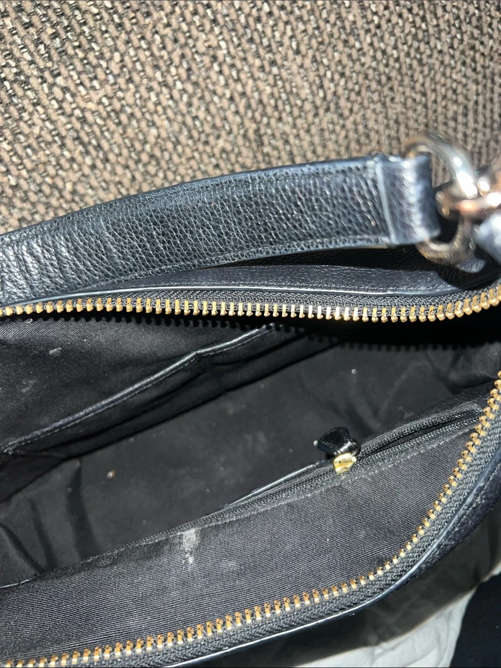 Coach Black Pebbled Leather Shoulder Hobo with Gold Hardware